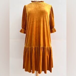 Calista | Rust Orange Velvet Dress